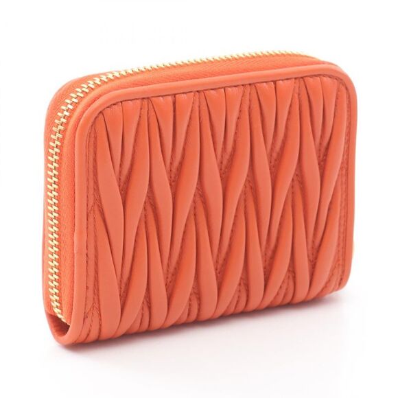 Miu Miu Leather Matelassé Coin Case Orange - Picture 3 of 4